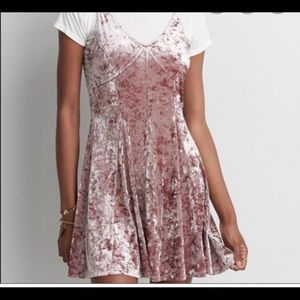 American Eagle Light Pink Crushed Velvet Dress